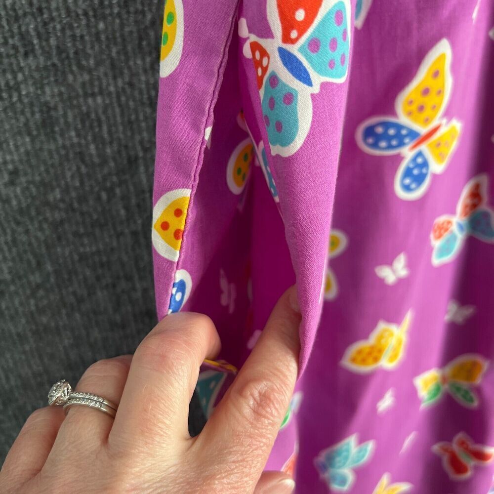 Vintage Sabrina Mervyns Womens House Dress MuuMuu Size 14 Purple Butterfly Print - Picture 7 of 11